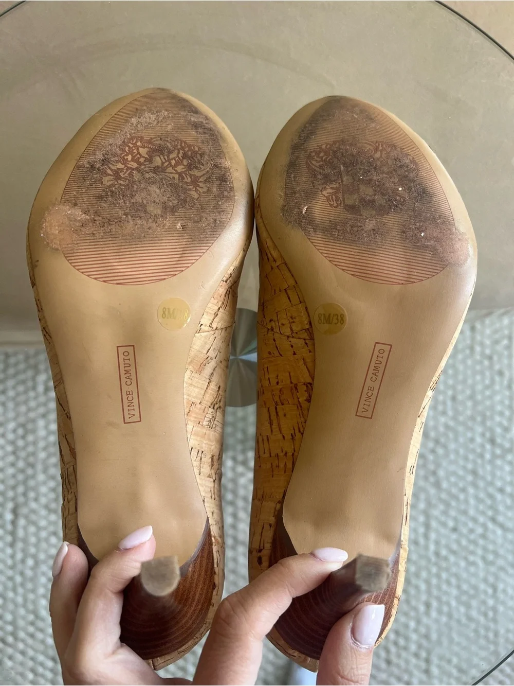 Vince Camuto Cork Pumps Size 8 Natural Cork Stiletto Heels Career Shoe